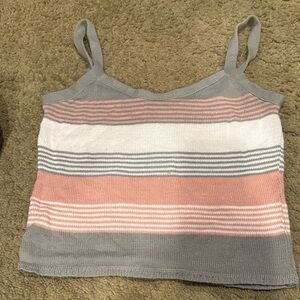 Striped Gray and Pink Tank Top